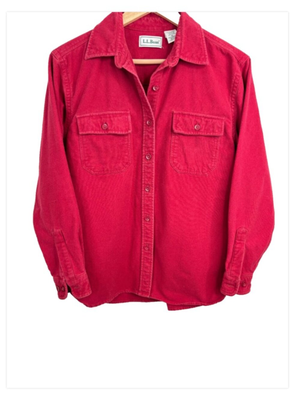 Vintage LL Bean Red Chamois Cloth Shirt Womens M Cotton Flannel Shacket 90s